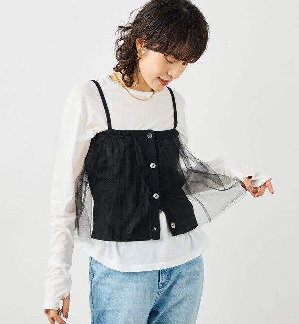 NOLLEY'S「《手洗い可能》チュールリブビスチェ」|キャミソール|