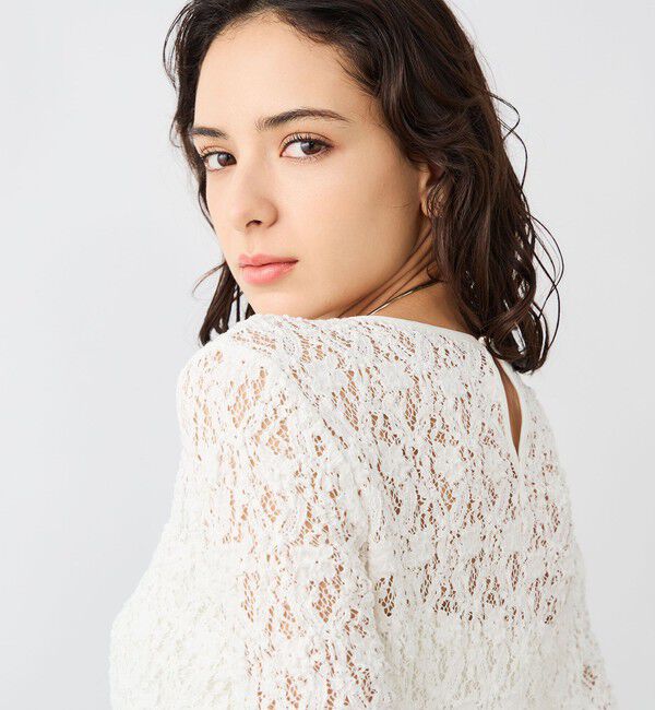 NOLLEY'S sophi「《セットアップ対応》ウォッシャブルストレッチレースペプラムプルオーバー」|シャツ・ブラウス|