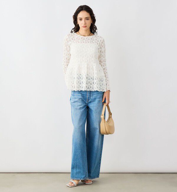 NOLLEY'S sophi「《セットアップ対応》ウォッシャブルストレッチレースペプラムプルオーバー」|シャツ・ブラウス|