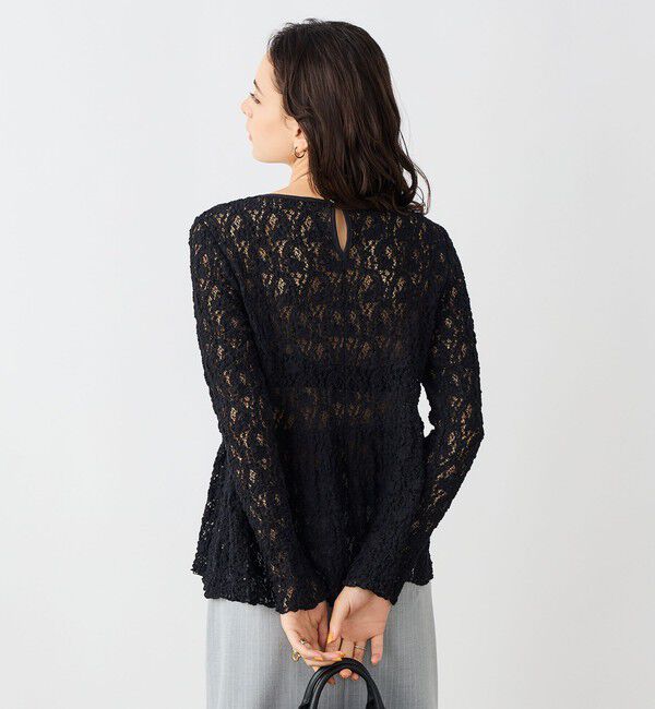 NOLLEY'S sophi「《セットアップ対応》ウォッシャブルストレッチレースペプラムプルオーバー」|シャツ・ブラウス|