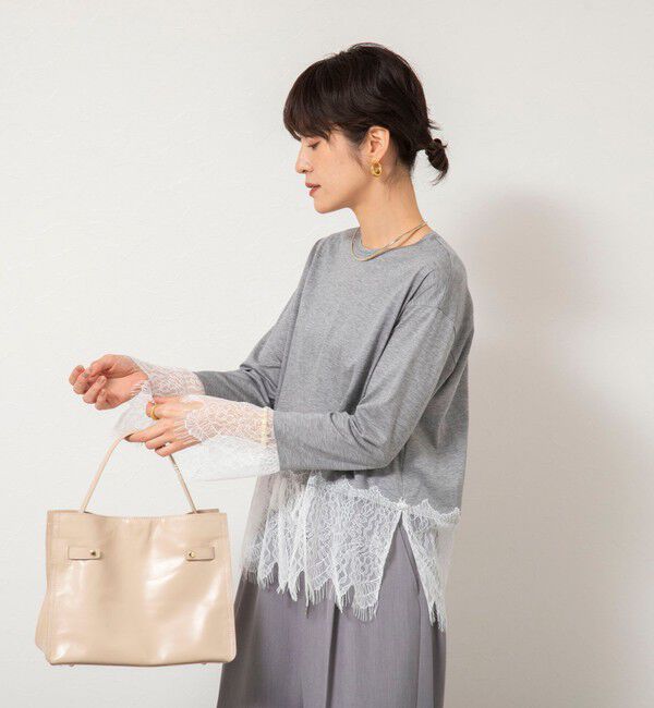NOLLEY'S sophi「ウォッシャブルレース切替ロンT」|Tシャツ・カットソー|