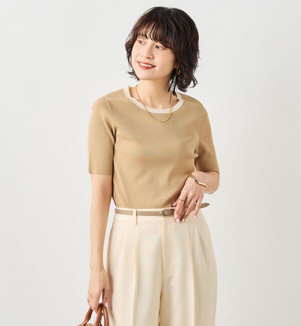 NOLLEY'S sophi「《アンサンブル対応》《手洗い可能》マルチファンクション5分袖プルオーバー」|ニット・セーター|