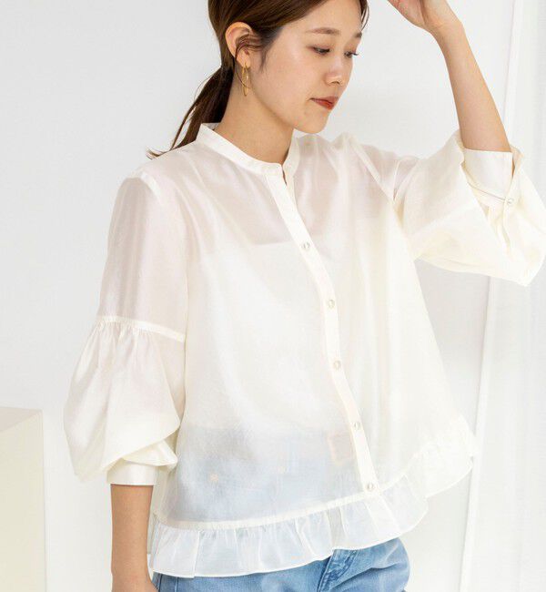 NOLLEY'S「ウォッシャブルシアー裾フリルブラウス」|シャツ・ブラウス|
