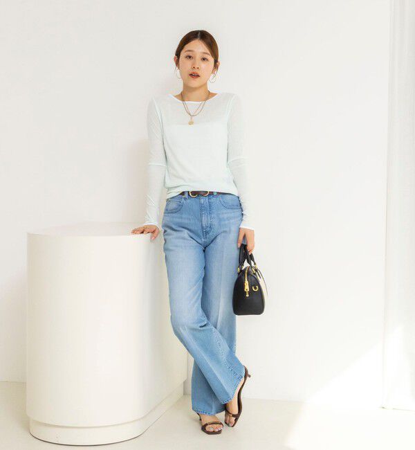 NOLLEY'S「ウォッシャブルシアー配色ロンＴ」|Tシャツ・カットソー|