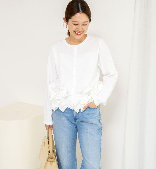 NOLLEY'S「【WEB限定】ウォッシャブルフラワーモチーフカーディガン」|カーディガン|