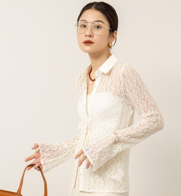 MAQWEL「【MAQWEL/マクウェル】ウォッシャブルストレッチレースシャツ」|シャツ・ブラウス|