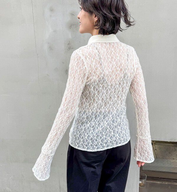 MAQWEL「【MAQWEL/マクウェル】ウォッシャブルストレッチレースシャツ」|シャツ・ブラウス|