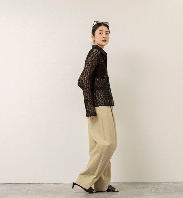 MAQWEL「【MAQWEL/マクウェル】ウォッシャブルストレッチレースシャツ」|シャツ・ブラウス|