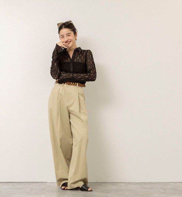 MAQWEL「【MAQWEL/マクウェル】ウォッシャブルストレッチレースシャツ」|シャツ・ブラウス|