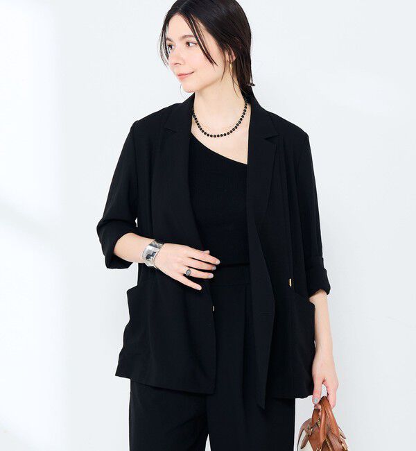 NOLLEY'S sophi「《セットアップ対応》ウォッシャブルエアリージョーゼットドレープライトジャケット」|テーラードジャケット|