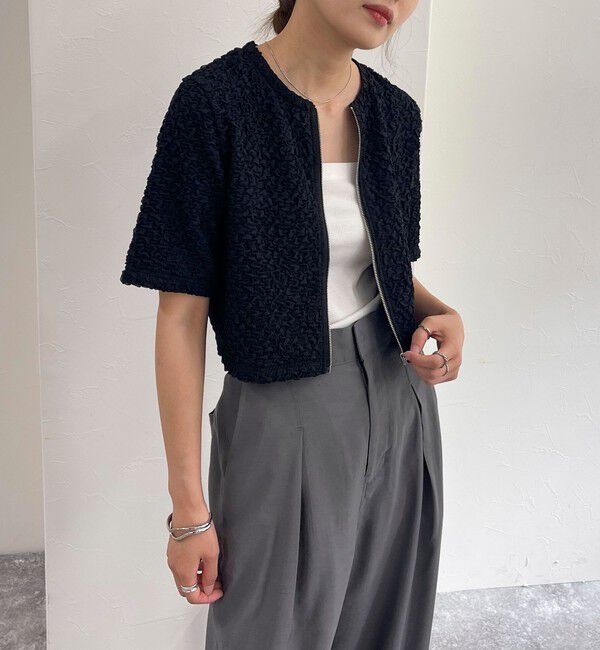 fredy emue「ポコポコZIP半袖カーディガン」|カーディガン|