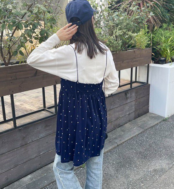 fredy emue「《セットアップ対応》ベロアドット刺繍キャミブラウス」|キャミソール|