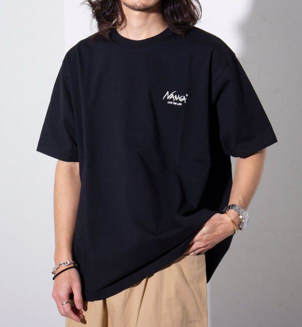 GLOSTER「【NANGA&times;GLOSTER】別注 ワンポイントロゴ刺繍 バックプリントTシャツ」|Tシャツ・カットソー|ブラック