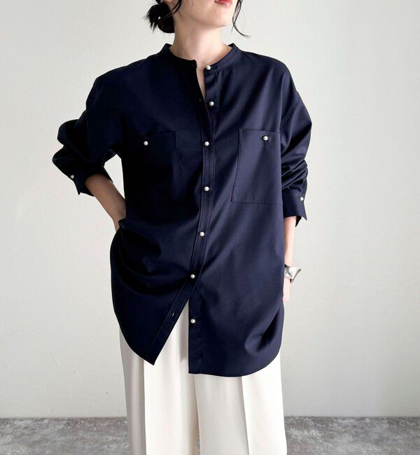 fredy emue「《セットアップ対応》TRパール釦バンドカラーシャツ」|シャツ・ブラウス|