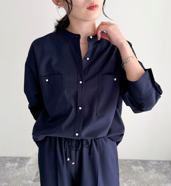 fredy emue「《セットアップ対応》TRパール釦バンドカラーシャツ」|シャツ・ブラウス|