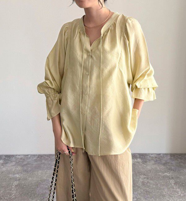 fredy emue「シャイニーシアー2WAYギャザーブラウス」|シャツ・ブラウス|