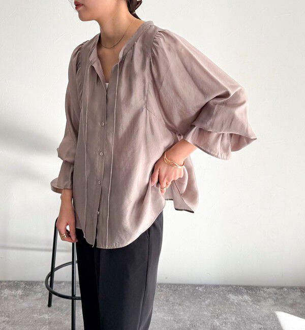 fredy emue「シャイニーシアー2WAYギャザーブラウス」|シャツ・ブラウス|