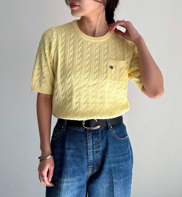 fredy emue「FR刺繍ケーブル柄ポケ付きプルオーバー」|ニット・セーター|