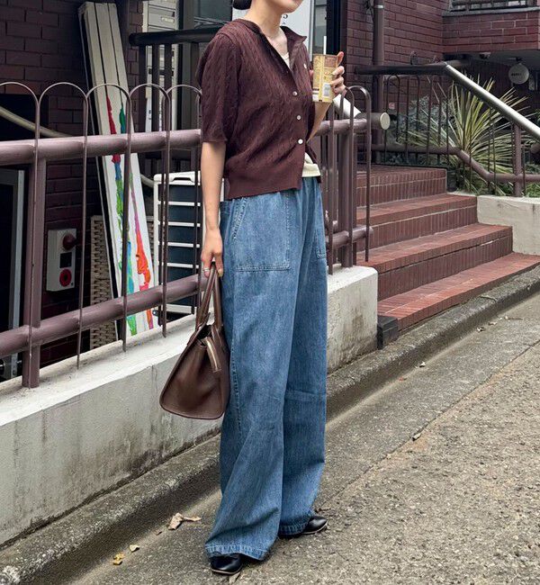 fredy emue「FR刺繍ケーブル柄半袖カーディガン」|カーディガン|