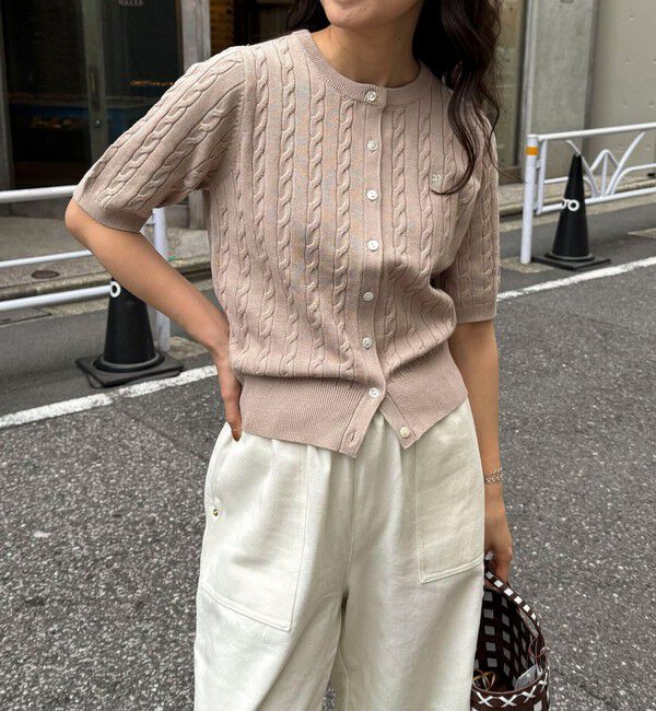 fredy emue「FR刺繍ケーブル柄半袖カーディガン」|カーディガン|