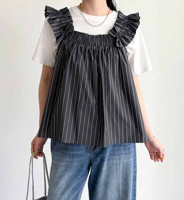 fredy emue「マルチウェイストライプノースリーブブラウス」|シャツ・ブラウス|