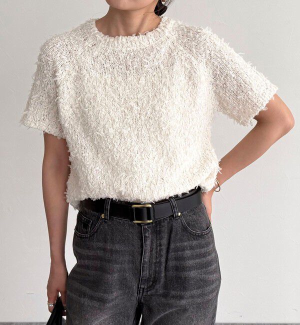 fredy emue「チュールテープ半袖ニットプルオーバー」|ニット・セーター|