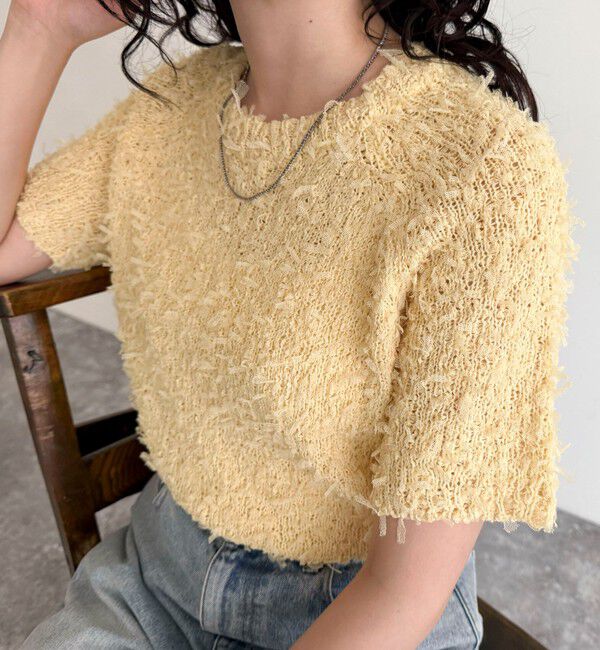 fredy emue「チュールテープ半袖ニットプルオーバー」|ニット・セーター|