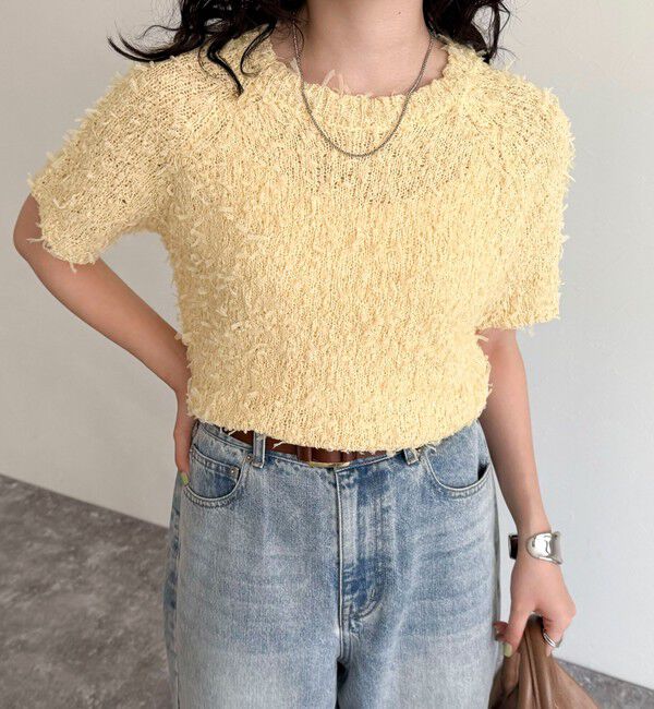 fredy emue「チュールテープ半袖ニットプルオーバー」|ニット・セーター|