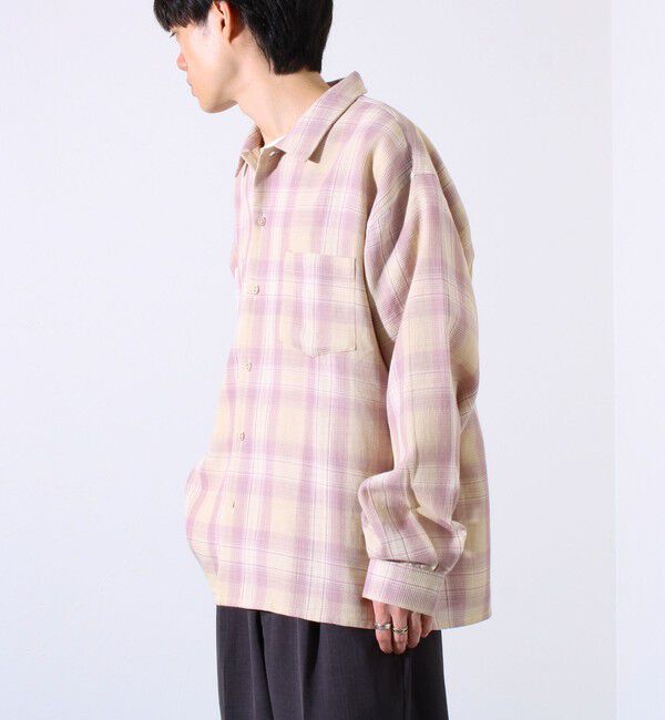 GLOSTER「【残暑にも快適なさらっとシャツ】ワッフルチェック ロングスリーブシャツ オンブレチェック」|シャツ・ブラウス|