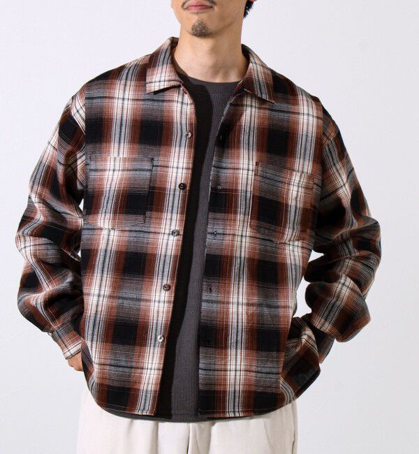 GLOSTER「【残暑にも快適なさらっとシャツ】ワッフルチェック ロングスリーブシャツ オンブレチェック」|シャツ・ブラウス|