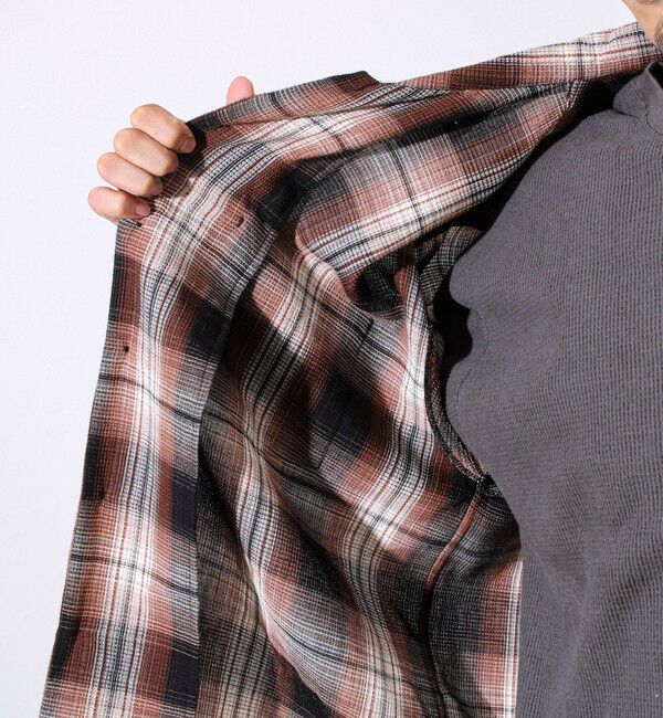 GLOSTER「【残暑にも快適なさらっとシャツ】ワッフルチェック ロングスリーブシャツ オンブレチェック」|シャツ・ブラウス|