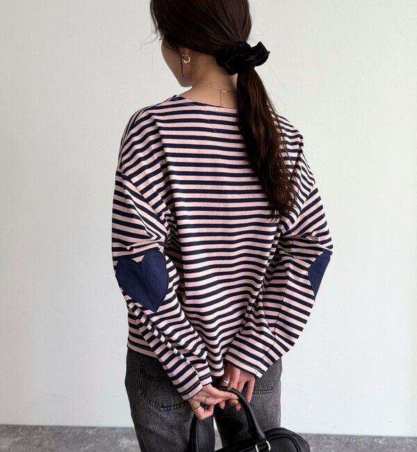 fredy emue「ボーダーハートパッチプルオーバー」|Tシャツ・カットソー|