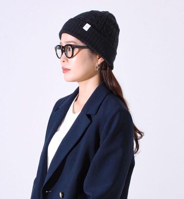 GLOSTER「【リバーシブル仕様】【UNISEX】halo commodity 別注 ストラタスケーブルワッチ」|ニット帽|スモークグレー