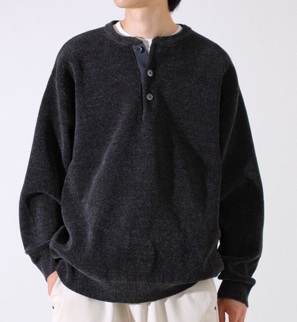 GLOSTER「【昨年人気アイテム再登場！チクチクしないニット】モールバックボーダー ヘンリーネックニット」|ニット・セーター|