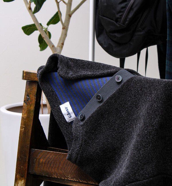 GLOSTER「【昨年人気アイテム再登場！チクチクしないニット】モールバックボーダー ヘンリーネックニット」|ニット・セーター|