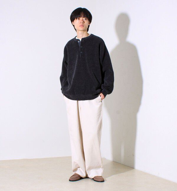 GLOSTER「【昨年人気アイテム再登場！チクチクしないニット】モールバックボーダー ヘンリーネックニット」|ニット・セーター|