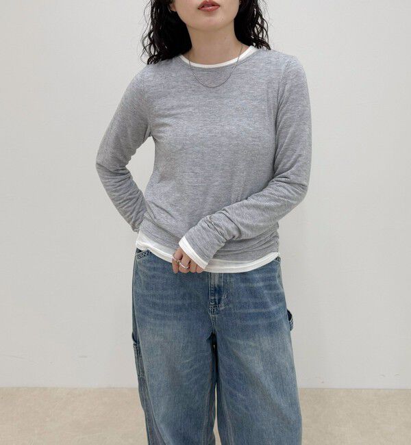 fredy emue「ウールブレンドシアーロンTシャツ」|Tシャツ・カットソー|ライトグレー