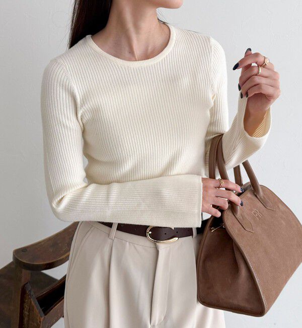 fredy emue「袖スリットリブニットプルオーバー」|ニット・セーター|オフホワイト