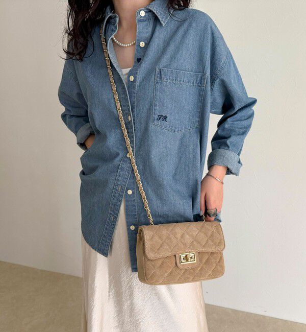 fredy emue「【AULENTTI/オーレンティ】キルティングスエードチェーンショルダーバッグ」|ショルダー・メッセンジャー|ベージュ