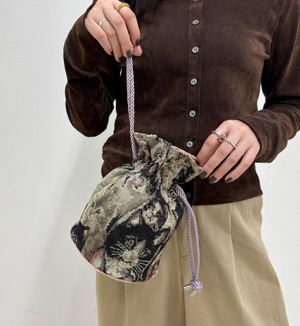 fredy emue「【CASSELINI/キャセリーニ】ジャガード巾着バッグ」|ショルダー・メッセンジャー|ベージュ系その他