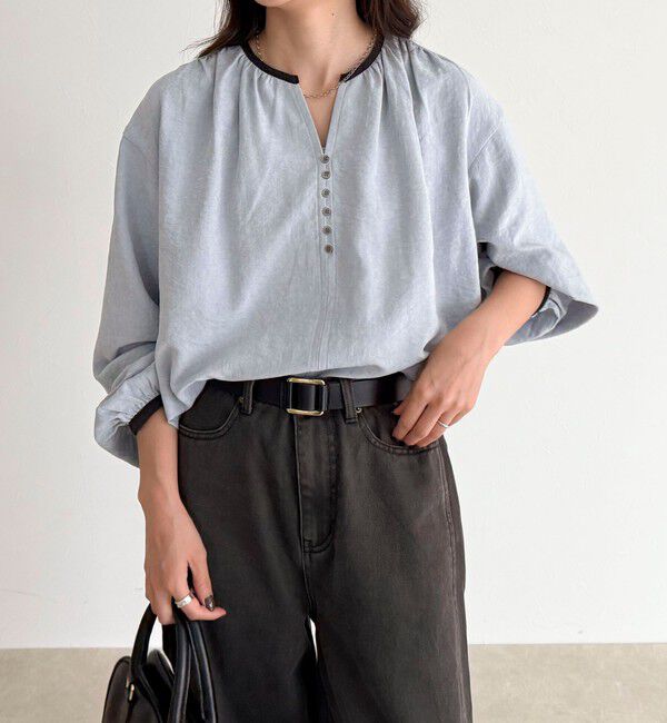 fredy emue「起毛パイピングギャザーブラウス」|シャツ・ブラウス|