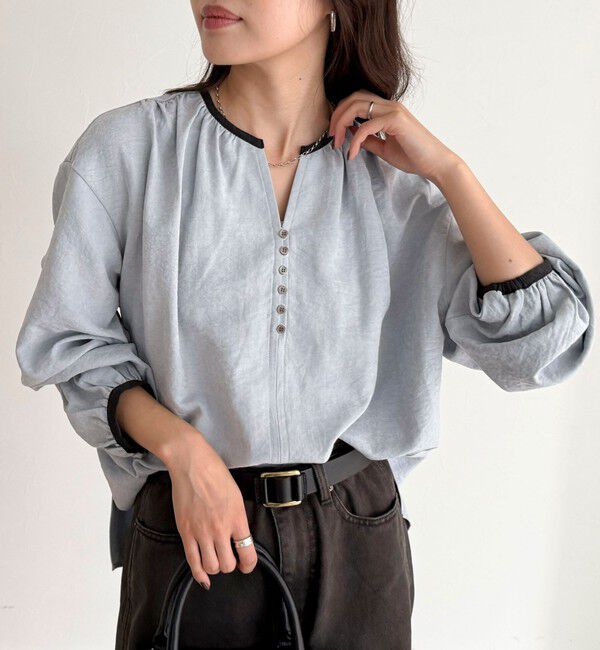 fredy emue「起毛パイピングギャザーブラウス」|シャツ・ブラウス|