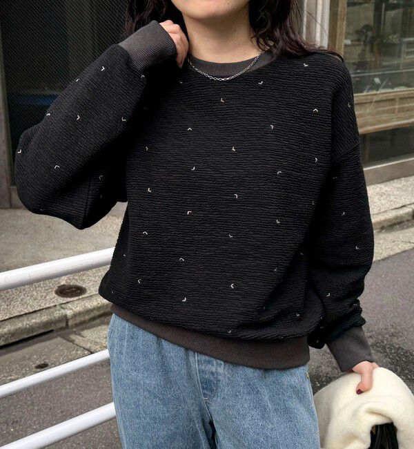 fredy emue「【大人気リバイバル】ハート刺繍コンパクトスウェットプルオーバー」|スウェット・ジャージ|ブラック