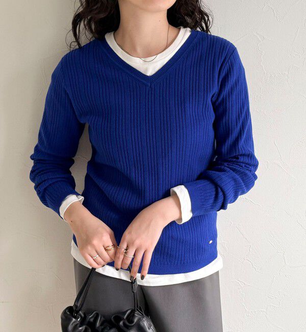 fredy emue「ちびVネックリブニットプルオーバー」|ニット・セーター|