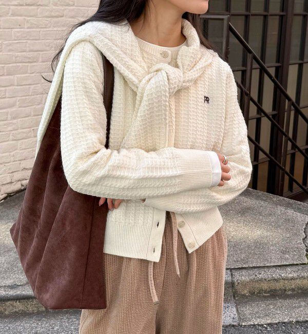 fredy emue「FR刺繍ケーブル柄ニットカーディガン」|ニット・セーター|オフホワイト