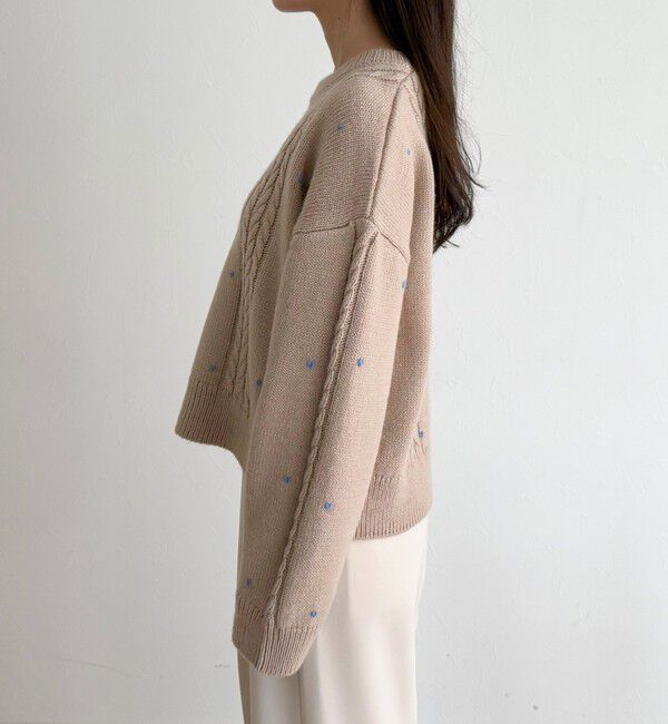 fredy emue「ハート刺繍柄編みニットプルオーバー」|ニット・セーター|