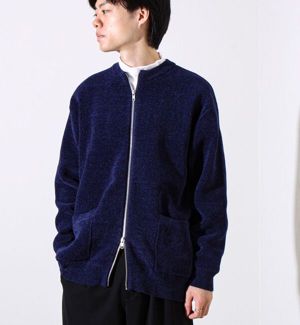 GLOSTER「【チクチクしないニットシリーズ】モールダブルフェイス クルージップカーデ」|カーディガン|