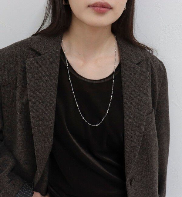 fredy emue「プチパール&times;チェーンロングネックレス」|ネックレス|シルバー