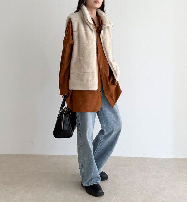 fredy emue「ボーダーキルトファーベスト」|ダウンベスト・ベスト|