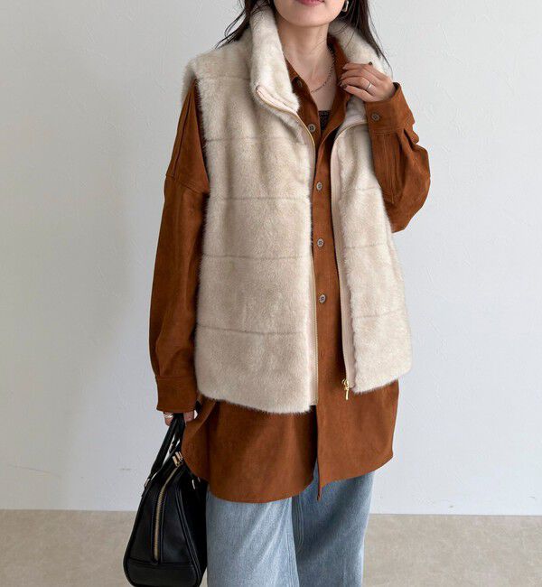 fredy emue「ボーダーキルトファーベスト」|ダウンベスト・ベスト|